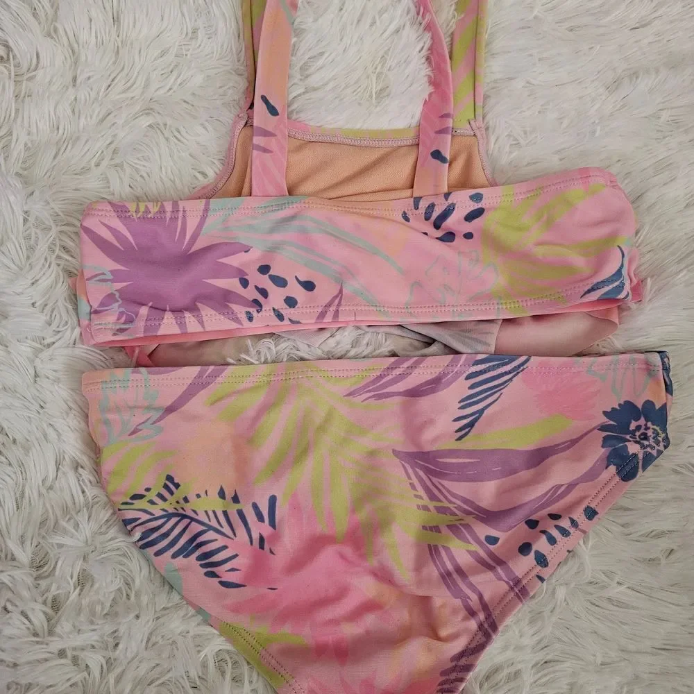 Pink Floral Kids Swim Set